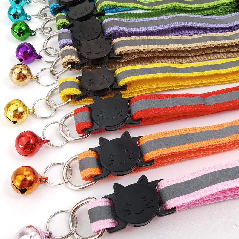 Cat collar reflective, pack of 12 adjustable cat collars, cat collars with bell and safety clasp, for most domestic cats - PawsPlanet Australia