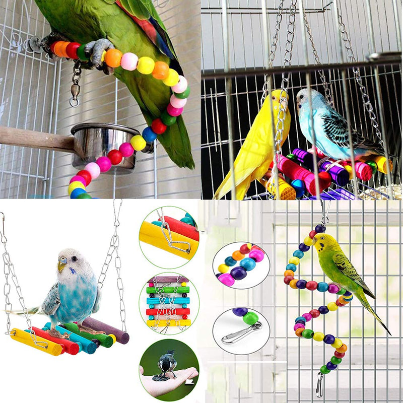 JIAYUE Bird Parrot Toys - 8 Pieces, Parrot Chewing Toys Bird Cage Accessories Perfect Bird Toy Used for Parakeets, Small Parrots, Conures, Macaws, Starlings, Finch - PawsPlanet Australia