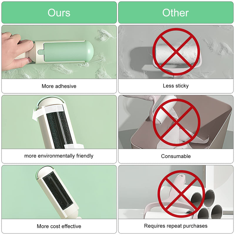 Pet Hair Remover Roll, Reusable Lint Rollers for Pet Hair, Pet Hair Remover Lint Roller, Cat Hair Remover, Remover, Lint Roller Pet Hair (Green) Green - PawsPlanet Australia