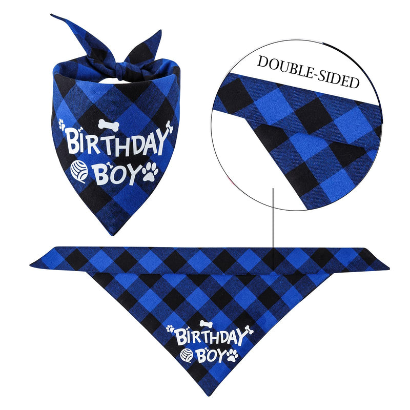 TCBOYING 2 Pack Dog Birthday Bandana, Dog Birthday Boy Bandana Plaid Square Triangle Scarf for Medium Large Dog Birthday Party Supplies Decorations - PawsPlanet Australia