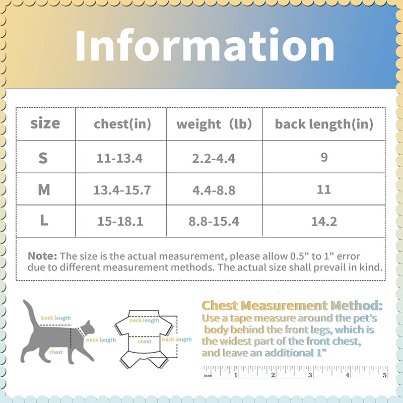 CGLRybO Cat Bodysuit After Surgery Anti-licking Cat Professional Recovery Suit Dog Cat Clothes After Castration Alternative Surgical Recovery Suit for Abdominal Wounds or Skin Diseases Style: Dinosaur L - PawsPlanet Australia