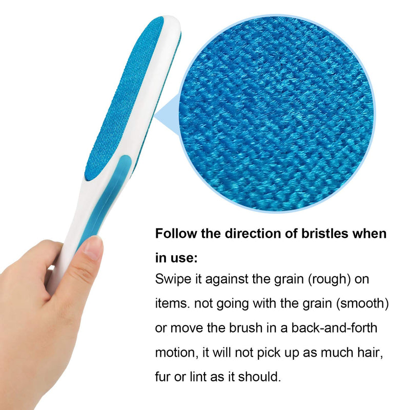 [Australia] - PETDOM Pet Hair Remover Brush Sturdy Handle - Double-Sided Lint Brush with Self-Cleaning Base - Removes Dog Cat Fur from Clothing, Furniture - Travel Size Included Blue, No Travel Size 