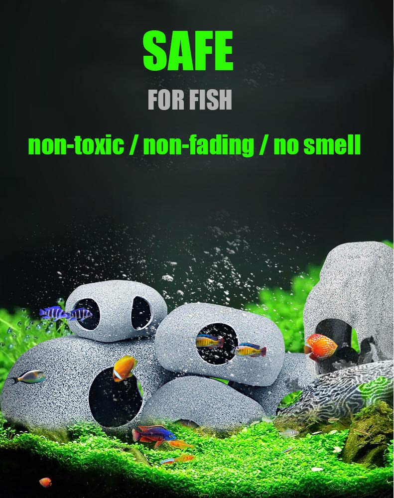 SpringSmart Aquarium Hideaway Rocks for Aquatic Pets to Breed, Play and Rest, Safe and Non-Toxic Ceramic Fish Tank Ornaments, Small Decor Rocks for Betta (3.7"x2.7"x2"(1 pc)) 3.7"x2.7"x2"(1 pc) - PawsPlanet Australia