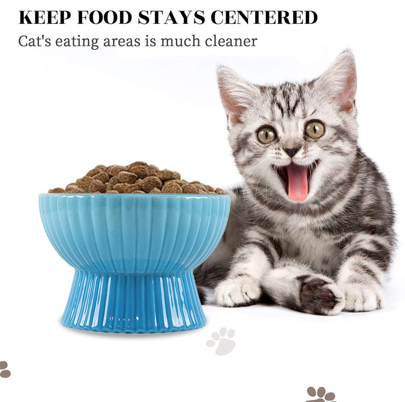 Raised Cat Food Bowls, Elevated Ceramic Pet Bowls Eating Stress, Anti Vomiting for Cats and Small Dogs (Blue)… Blue - PawsPlanet Australia