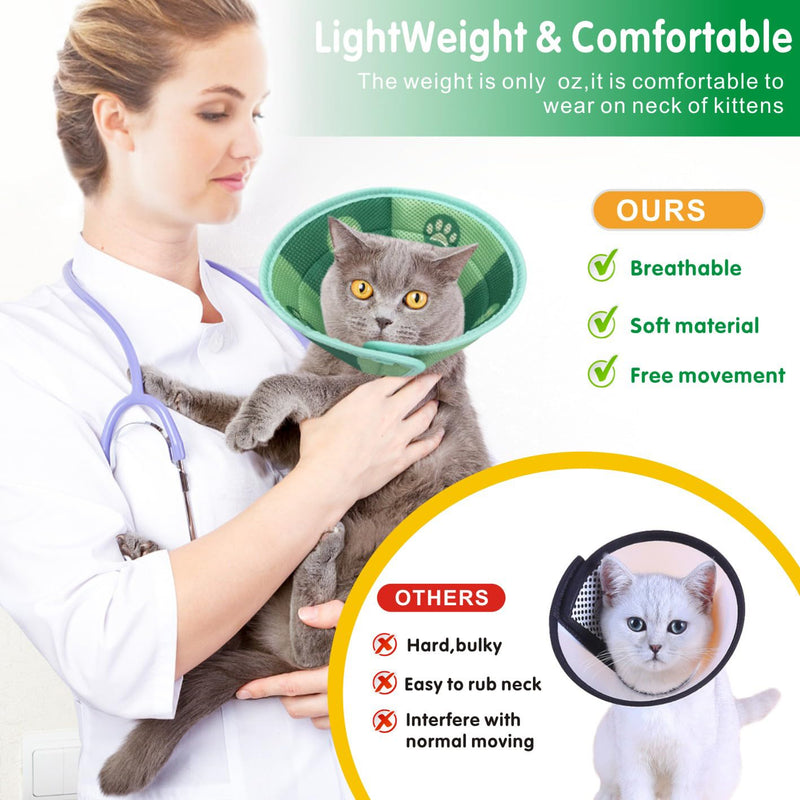 Dolahovy Cat Cone Collar, Soft Recovery Collar for Cats, Lightweight Elizabethan Collar, Adjustable Pet Protective Collar for Surgical Rehabilitation, Care, Wound Healing Green-M - PawsPlanet Australia