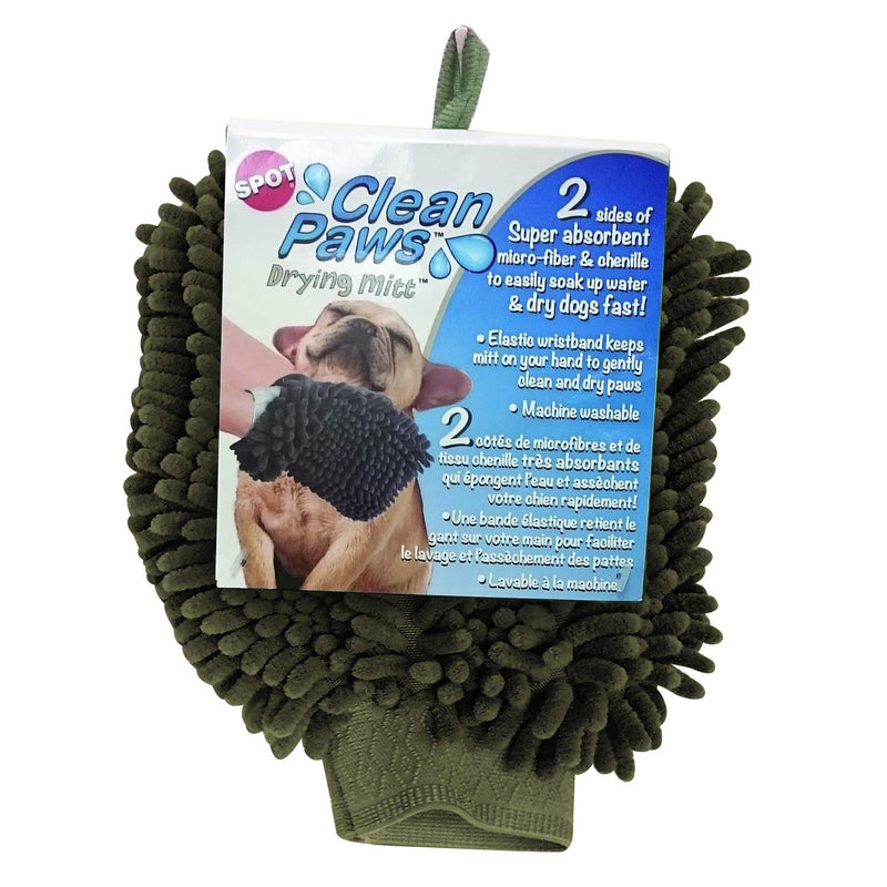 Clean Paws - Chenille Microfiber Dog Towel Mit - 9.5X7 Inches/Attractive, Durable, Super Absorbent, Washable. by Ethical Pets - PawsPlanet Australia