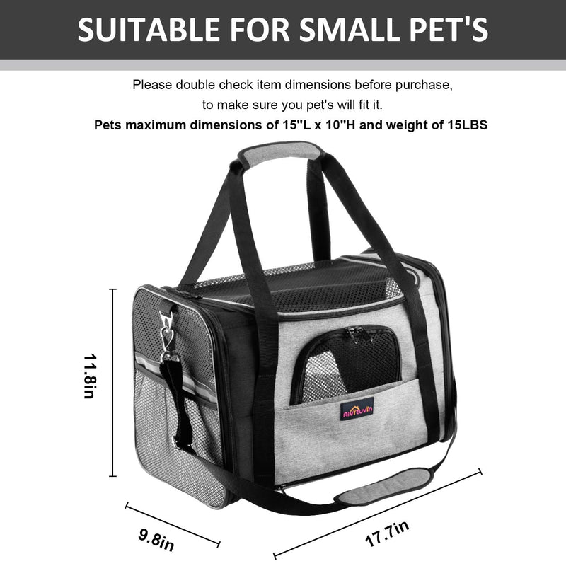[Australia] - Aivituvin Cat Carriers Collapsible Soft Sided Pet Travel Carrier for Medium Cats and Dogs Kitten,Grey L Grey 