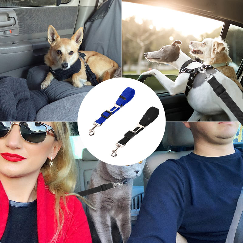 GGISUI 2pcs Dog Seat Belt Adjustable Dog Seat Belt 42-70cm Car Belt Dog Travel Accessories for All Dog Breeds Cats Car Types Black Blu - PawsPlanet Australia