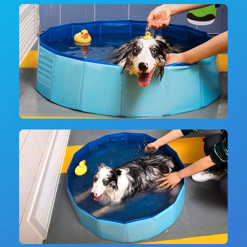 Decdeal Foldable Dog Pet Bath Pool Swimming Pool Outdoor Bathing Tub for Dogs Cats(80*30CM Blue) - PawsPlanet Australia