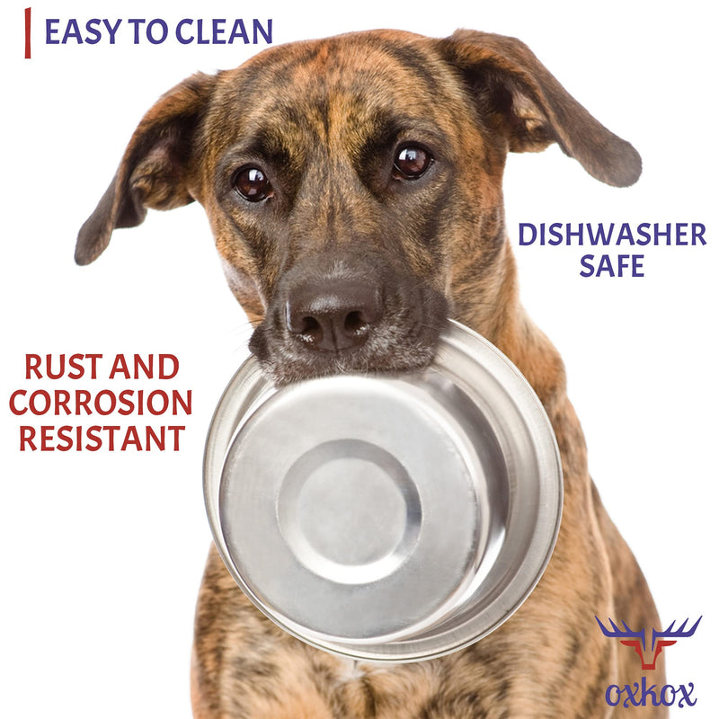 OXKOX Pack of 2 Dog Bowl - Stainless Steel Dishwasher Safe Medium 17.5×5.8cm - Bowl for Cats, Dogs, Pups, and Kittens - Ideal for Wet and Dry DOG Food and Water Bowl 960 ML - PawsPlanet Australia