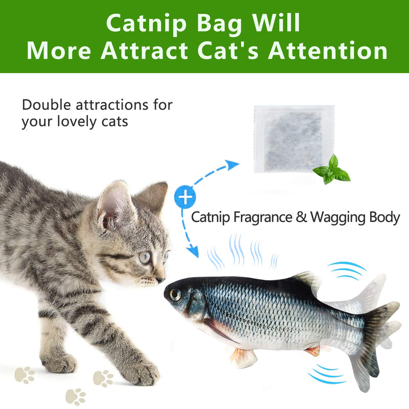 RBNANA Fish Toy for Cat, USB Rechargeable Simulation Fish Funny Interactive Electric Wagging Fish Catnip Toy for Cat Kitty (Carp) - PawsPlanet Australia