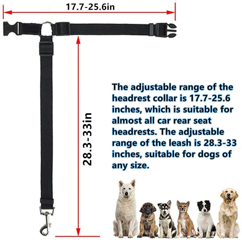 2PCS Black Pet Dog Car Seat Belts, Adjustable Traction Belt for Cats and Dogs and Other Pets. - PawsPlanet Australia