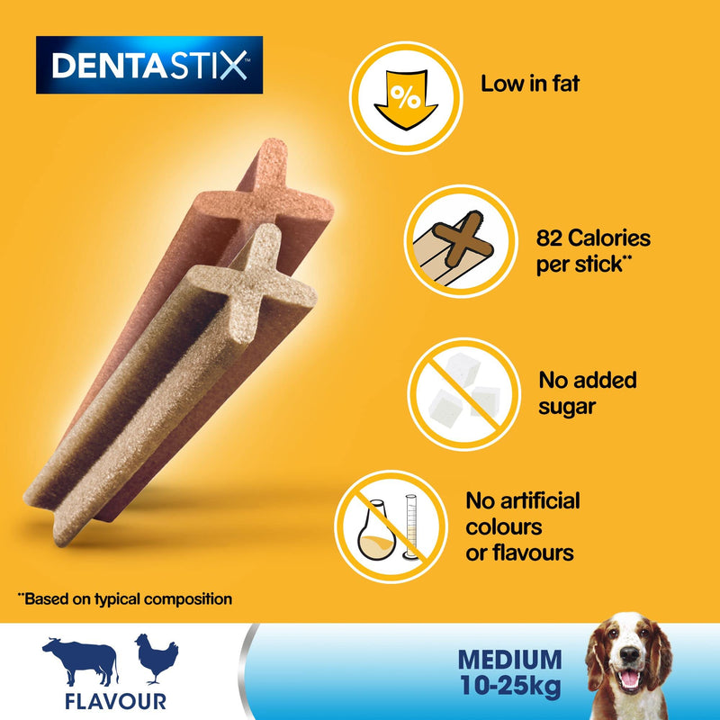 Pedigree DentaStix - Daily Dental Chews For Medium Dogs (10 - 25 kg), 2.88 kg (1 x 112 Sticks) - PawsPlanet Australia