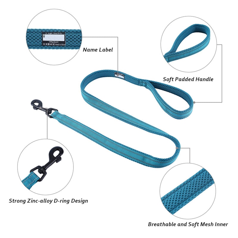 Kaka mall Heavy Duty Pet Dog Basic Lead Leash Soft Padded Reflective Strong Thick Nylon Webbing for Puppy Small Medium Large Dogs Walking Outdoor Travel 1.1 Meter Blue - PawsPlanet Australia