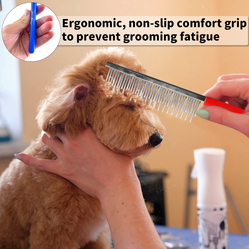 Goofong 2 pieces pet comb, grooming brush for medium and small dogs and cats with long stainless steel grooming comb teeth clean hair - PawsPlanet Australia