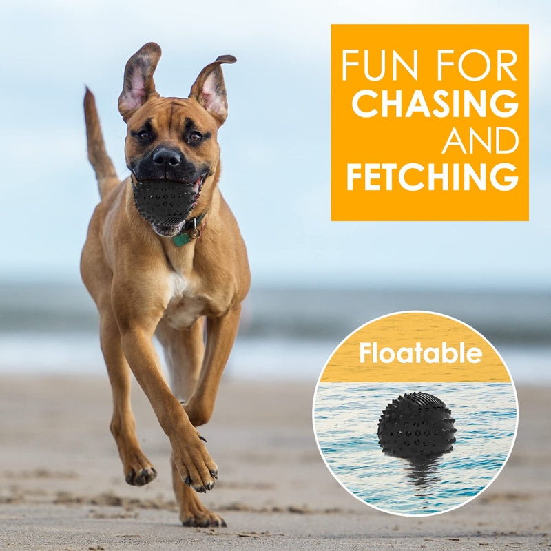 PETIZER Squeaky Dog Ball Toys For Aggressive Chewer Indestructible Durable Big Dogs Chew Spiky Ball | Floatable Rubber Pet Toy for Medium &Large Breeds BLACK - PawsPlanet Australia