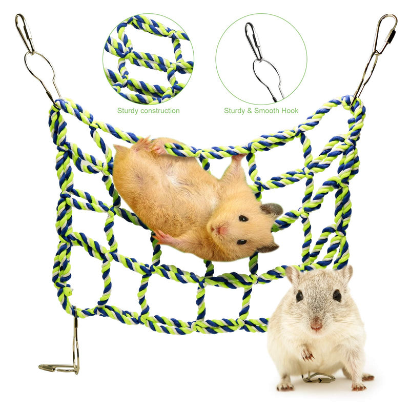 [Australia] - Roundler Hamster Climbing Net,2 PCS Ferret Cotton Rope Net Sets,Small Animal Activity Toy Hanging Hammock Cage Accessories for Hamster Ferret Rat Guinea Pig Chinchilla Cockatiel Parakeet Play H01 