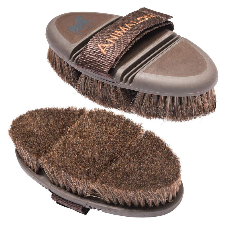 Animalon CareFlex horsehair brush brush | Flexible & ergonomic horse brush with Velcro fastener for comfortable horse grooming | Horse Accessories | Horse Grooming Supplies (Brown) - PawsPlanet Australia