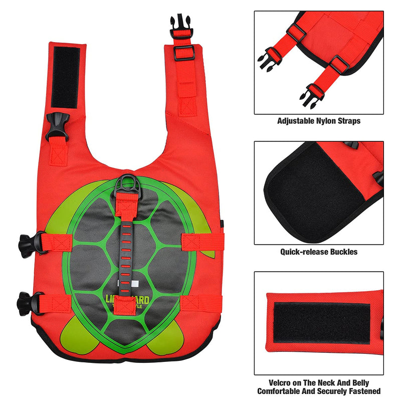 Dog Life Jacket Pet Flotation Life Vest Size Adjustable Dog Lifesaver Preserver Swimsuit with handle for Swimming, Boating, Hunting, Tortoise Style (S) S - PawsPlanet Australia