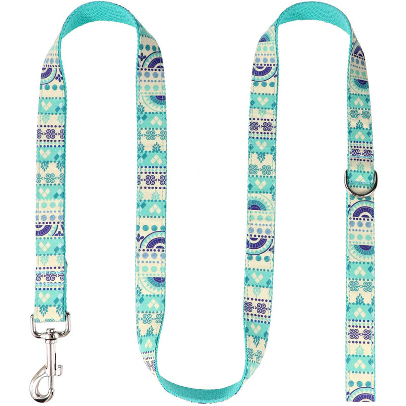 [Australia] - Taglory Heavy Duty Dog Leash, Strong Western Leashes for Small Medium Large Dogs, 5ft Walking Training Lead 5 FT Blue Ethnic 