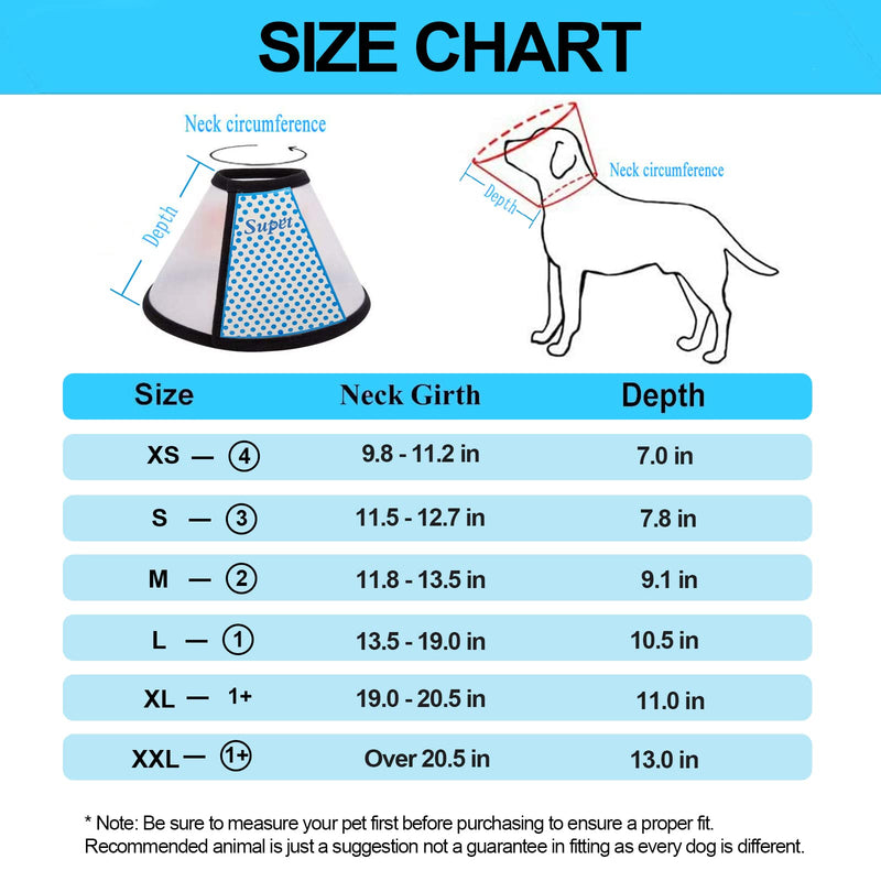 Supet Dog Cone Adjustable Pet Cone Pet Recovery Collar Comfy Pet Cone Collar Protective Collar for After Surgery Anti-Bite Lick Wound Healing Safety Practical Plastic E-Collar White L (Neck:13.5-19.0 in) - PawsPlanet Australia