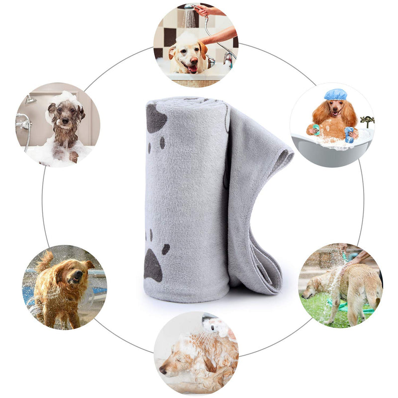 2PCS Dog Towel, Microfiber Quick Drying Dog Bath Towel, Pet Bath Towel Puppy Towel, Dog Beach Towel Dog Absorbent Towel, Cat Towel with Pet Bath Brush - PawsPlanet Australia