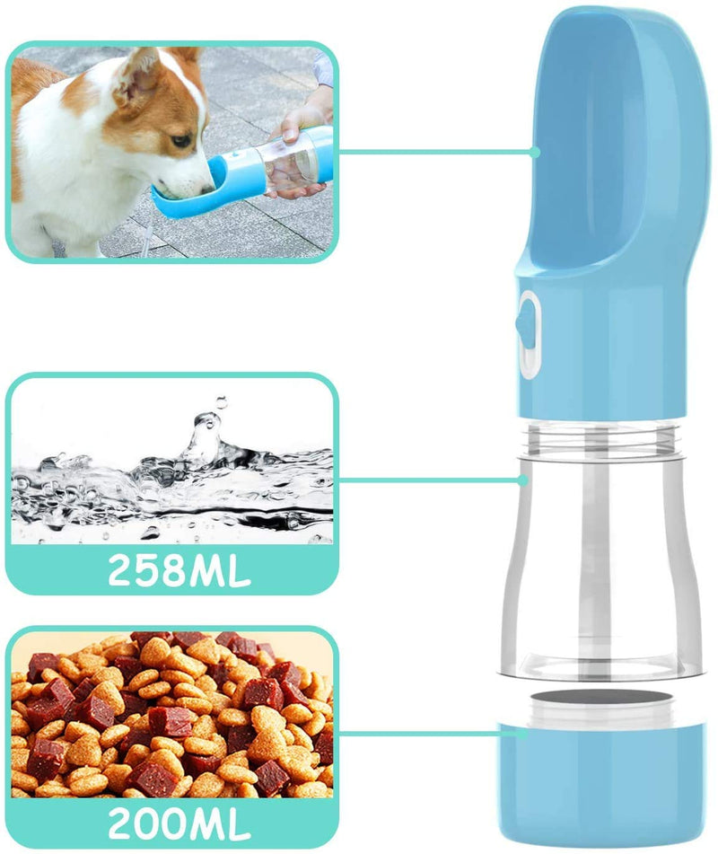 madeking Dog Water Bottle Portable Pet Water Bottle Leak Proof Dog Water Dispenser and Food, Lightweight Dog Travel Water Bottle Bowl for Walking and Trave blue - PawsPlanet Australia