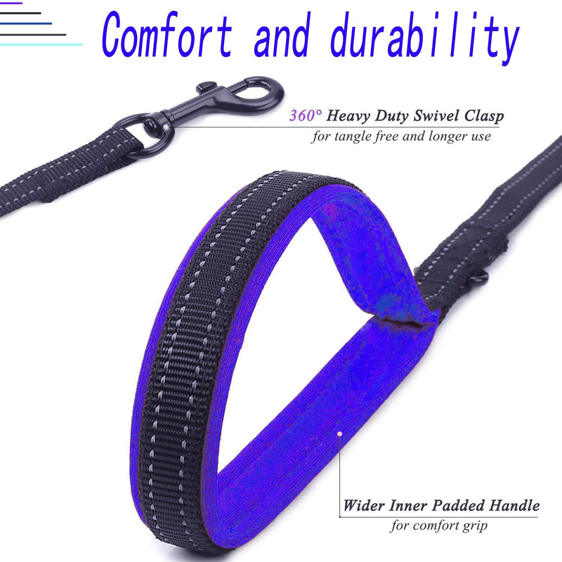 [Australia] - JEWOSTER Heavy Duty Dog Leash - 2 Handles by Padded Traffic Handle for Extra Control, 6foot Long - Perfect for Medium to Large Dogs 6 ft Black Blue 