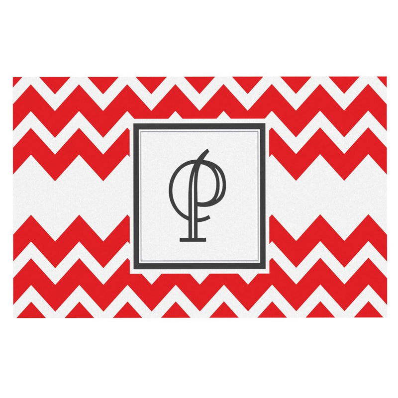 [Australia] - KESS InHouse Kess Original Monogram Chevron Red Letter P Feeding Mat for Pet Bowl, 18 by 13-Inch 