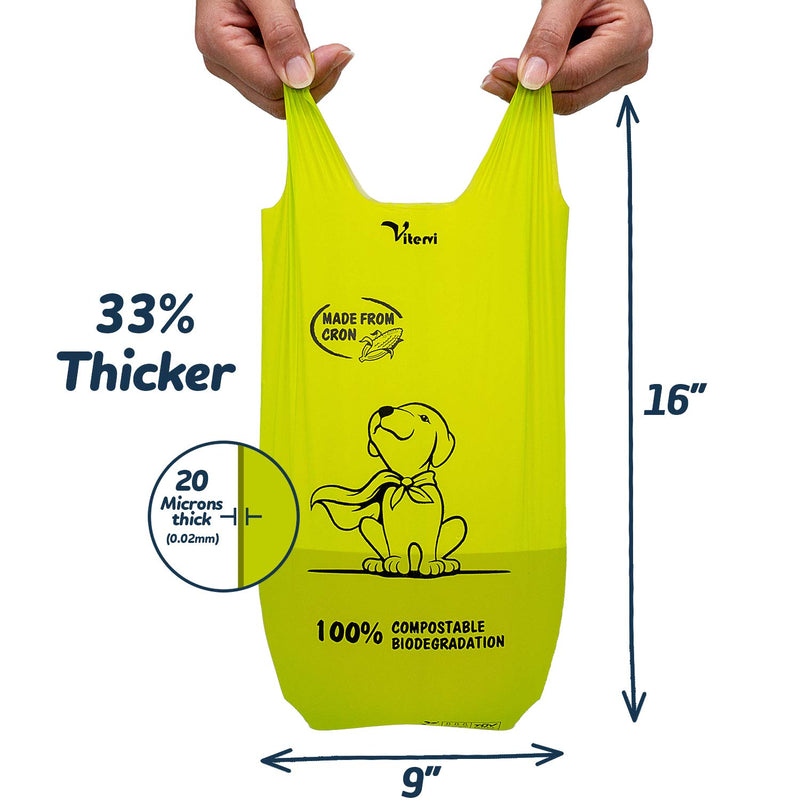 [Australia] - Vitervi Compostable Dog Poop Bags, (72/144 Counts) Dog Waste Bags with Handles, Vegetable Based & Eco-Friendly Doggie Bags for Poop Refill Rolls, Unscented, Highest USA Standards ASTM D6400 72 Count 