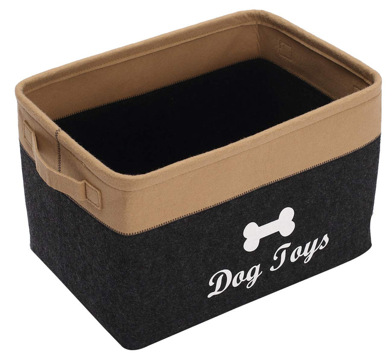 Xbopetda Fiber Felt Dog Storage Basket, Pet Toy and Accessory Storage Bin, Pet Bed, Pet Toy Box - Perfect for Organizing Dog Toys/Clothes/Blankets/Treats-Dark Grey/Khaki Dark Grey/Khaki - PawsPlanet Australia