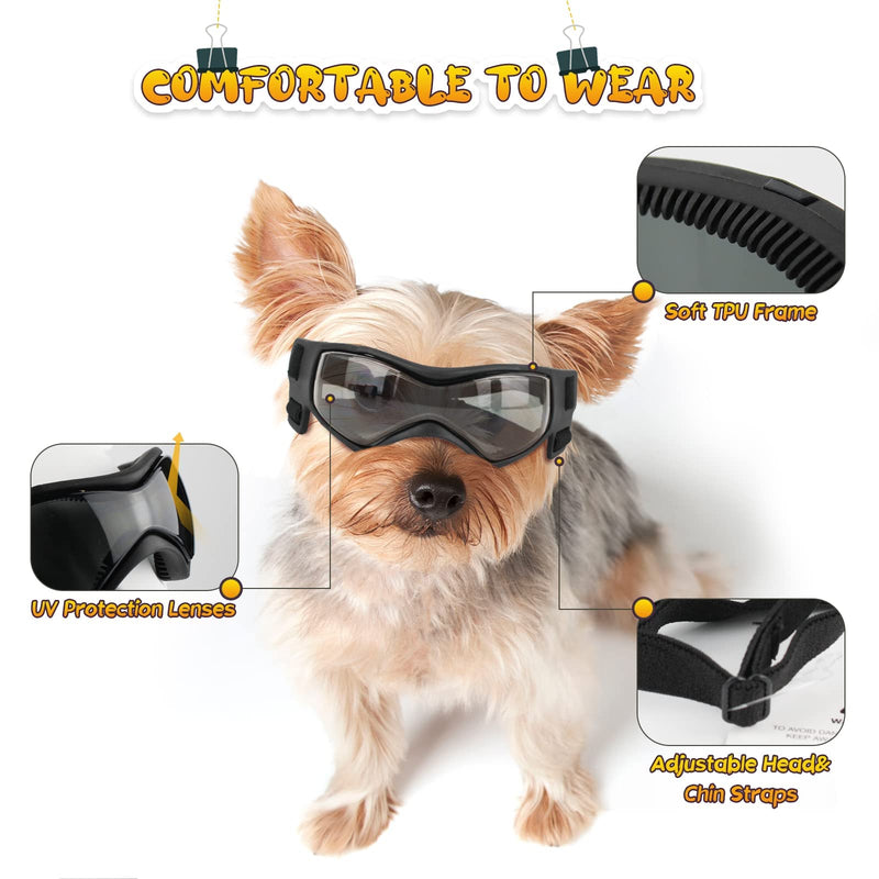 PETLESO Dog Goggles Small Breed, Easy Wear Small Dog Sunglasses, Adjustable UV Protection Puppy Sunglasses for Small to Medium Dog Black - PawsPlanet Australia