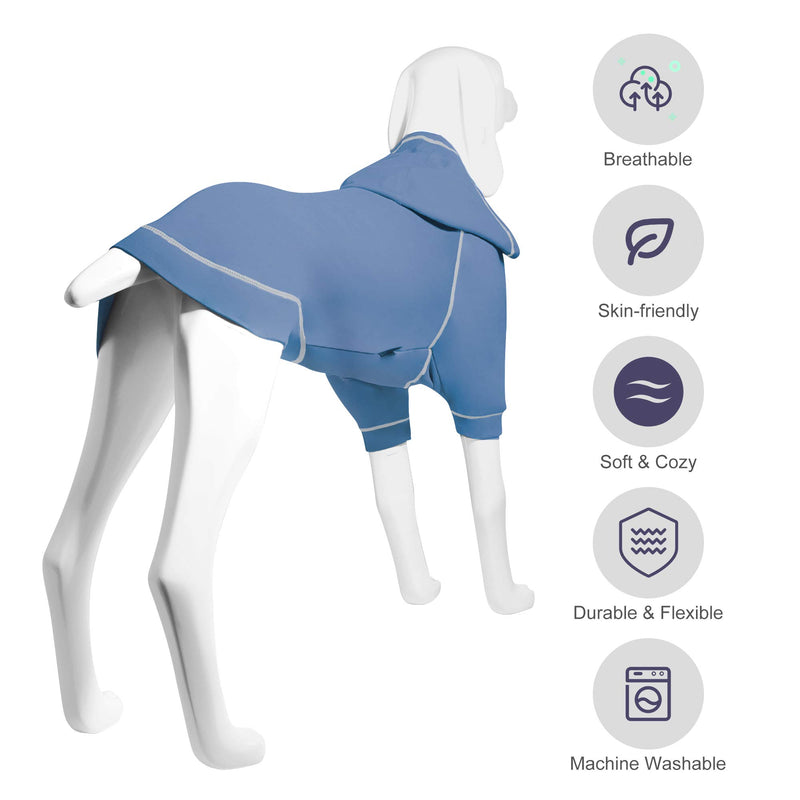 Kickred Basic Dog Hoodie Sweatshirts, Pet Clothes Hoodies Sweater with Hat and Leash Hole, Soft Cotton Outfit Coat for Small Medium Large Dogs X-Small Light Blue - PawsPlanet Australia