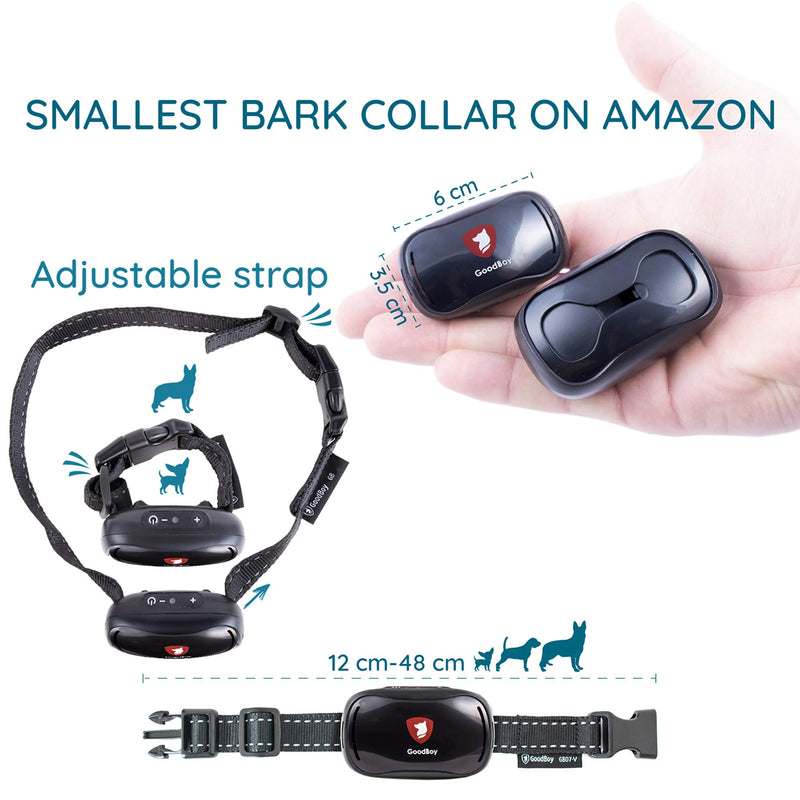 Small Dog Bark Collar by GoodBoy Rechargeable And Weatherproof Vibrating Bark Deterrent for Small And Medium Dogs Is Smallest & Most Safe On Amazon - No Spiky Prongs! (2,5+kg) - PawsPlanet Australia