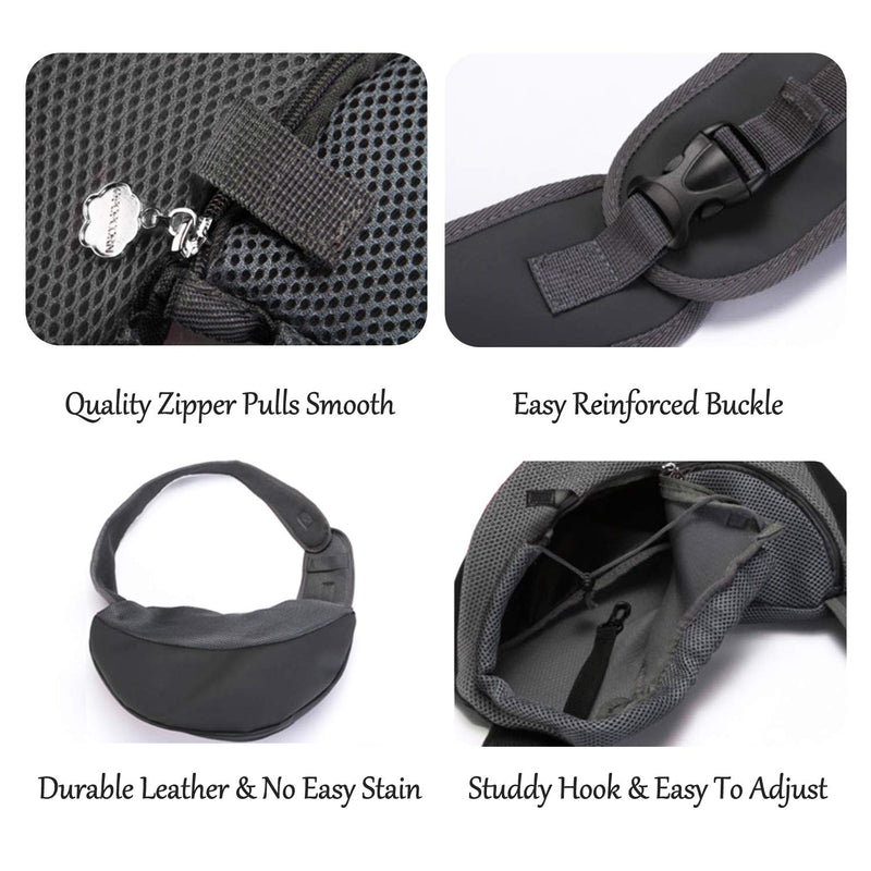 [Australia] - EVBEA Dog Carrier Sling Front Pack Cat Puppy Carrier Purse Breathable Mesh Travel for Small or Medium Pet Dogs Cats Sling Bag S(Up to 6 lbs) Black Gray 