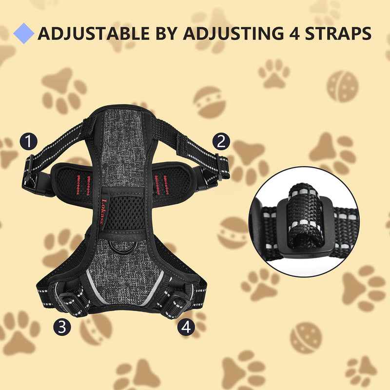 SUPPETS No Pull Dog Harness with Leash Reflective Padded Pet Vest Adjustable Soft Puppy Harness with Easy Control Handle for Dogs and Cats, Black,(XXXS-Size,Neck Girth: 7.5"-8.5",Chest Girth: 9.5") - PawsPlanet Australia