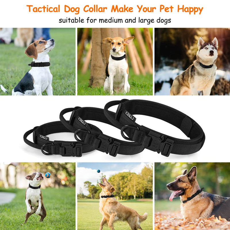 ETACCU dog collar with handle for large dogs, neoprene nylon collar dog black, adjustable collar dog large dogs XL (53-63 cm) - PawsPlanet Australia