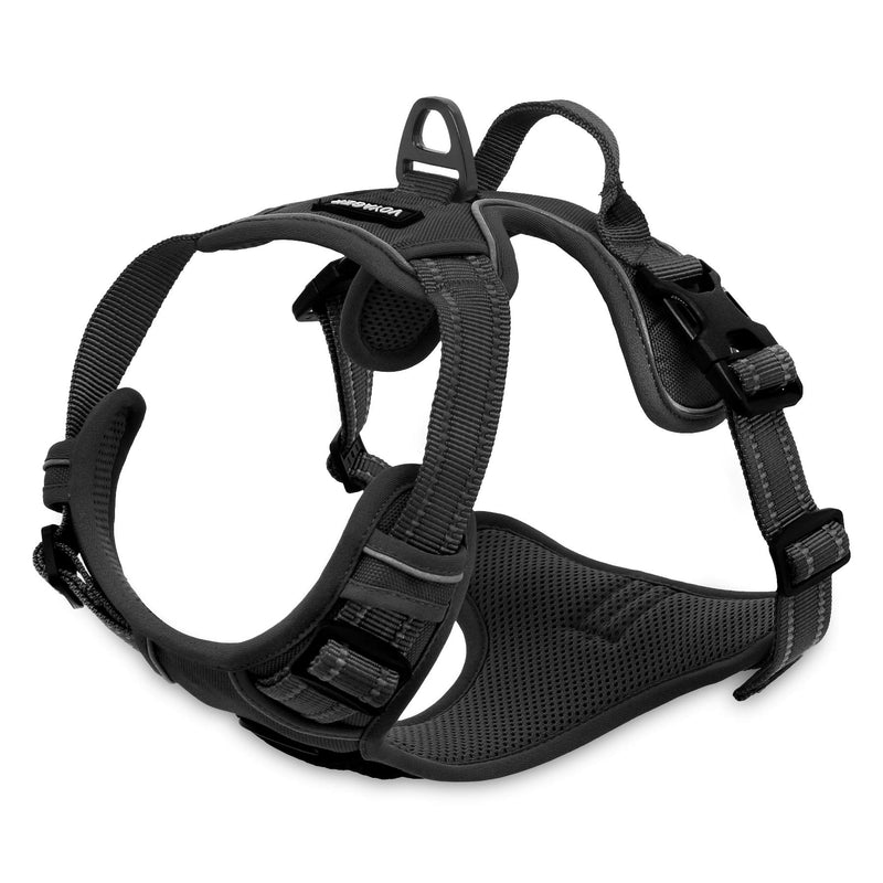 Voyager by Best Pet Supplies, Dual-Attachment No-Pull Adjustable Harness with 3M Reflective Technology, (Black, Medium) M (Chest: 22 - 27") Black - PawsPlanet Australia