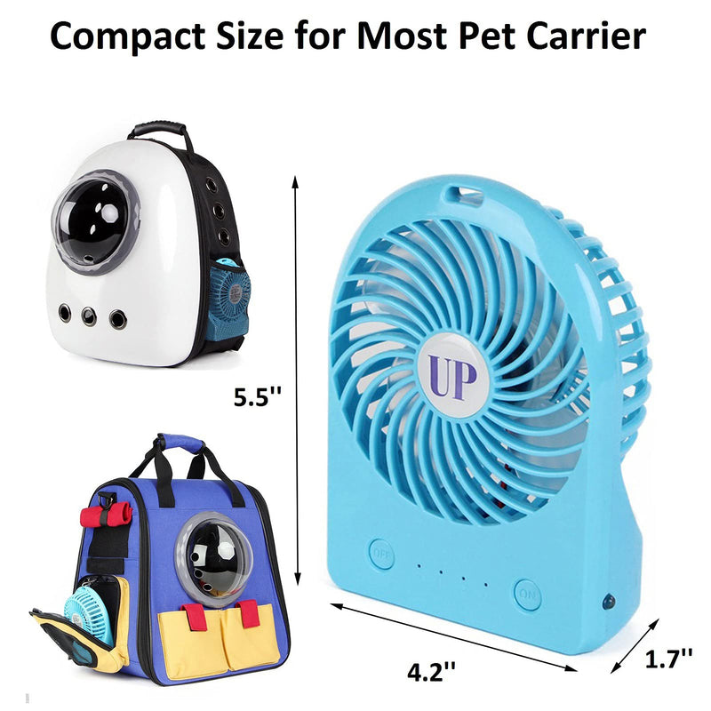 USB Mini Cooling Fan for Cat Backpack,Portable Rechargeable Battery Powered Handheld Personal Fan,Powerful Small Desk Fan 3 Speeds Adjustable Quite Table Fan with Light for Home Office Travel Camping - PawsPlanet Australia