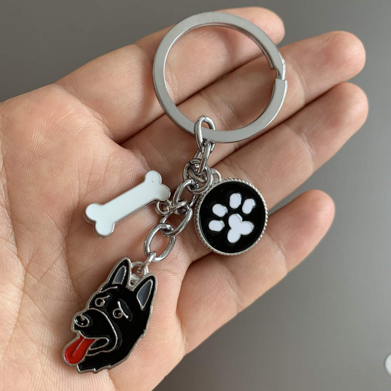 Dog ID Tags Keychain, Pet ID Tags Lovely Metal Dog Keychain Puppy Paw Bone Small Dog Pendant German Shepherd - PawsPlanet Australia
