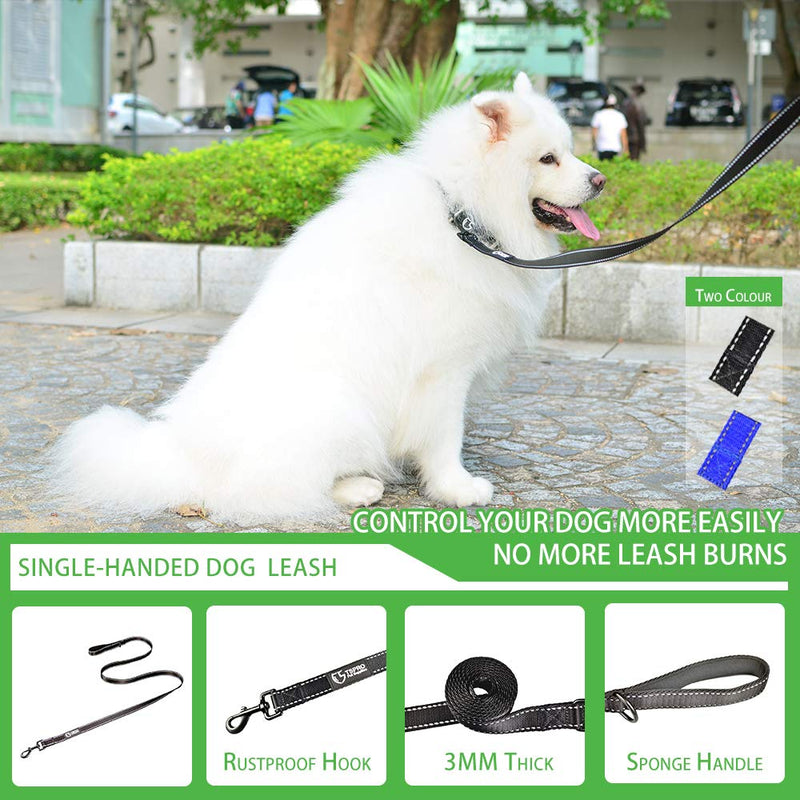 [Australia] - TSPRO Dog Leash Reflective Dog Leash Walking Lead with Swivel Heavy Duty Clasp Dog Rope with Handle Black 