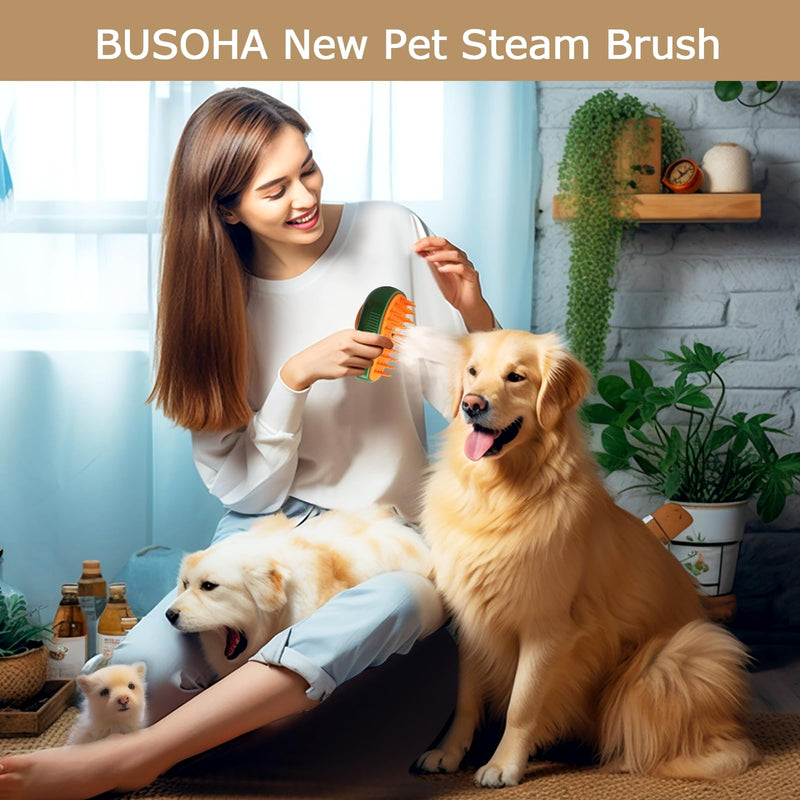 BUSOHA Cat Steam Brush, New Cute Steamy Cat Brush - 3 In 1 Cat Steamy Brush with Cold Steam, Pet Steam Brush for Cats Dogs Rabbit (Green) Green - PawsPlanet Australia