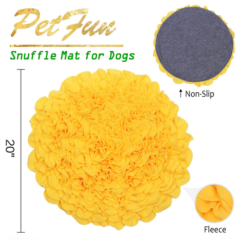 PetFun Snuffle Mat for Dogs Puzzle Treat Dispenser Puppy Interactive Toys for Large Small Dogs Nosework Mat for Pet Treat Puzzle Dog Lick Mat for Dogs Feeding Mat Interactive Snuggle Puppy Toy Yellow - PawsPlanet Australia