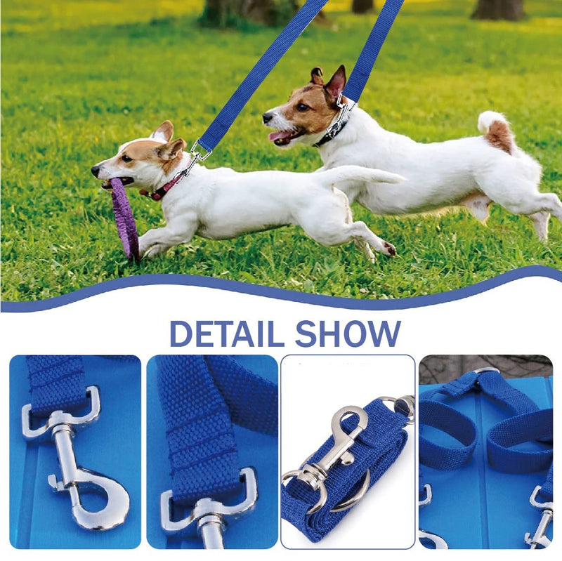 Double dog leash, dog leash for two dogs, double leash, no tangles, suitable for small dogs, for 2 dogs for walking, training and jogging, blue - PawsPlanet Australia