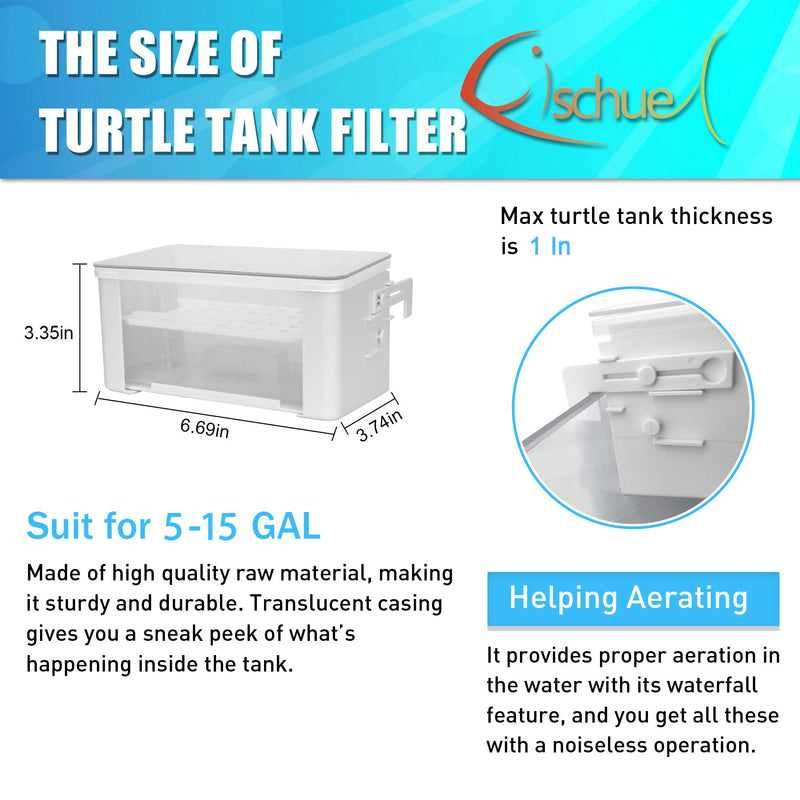 Fischuel Aquarium Turtle Tank Filter,Turtle Tank Waterfall Internal Hanging Filter Adjustable Hook Lower Water Level Purification Mute Filtration Box 2 Sizes S - PawsPlanet Australia