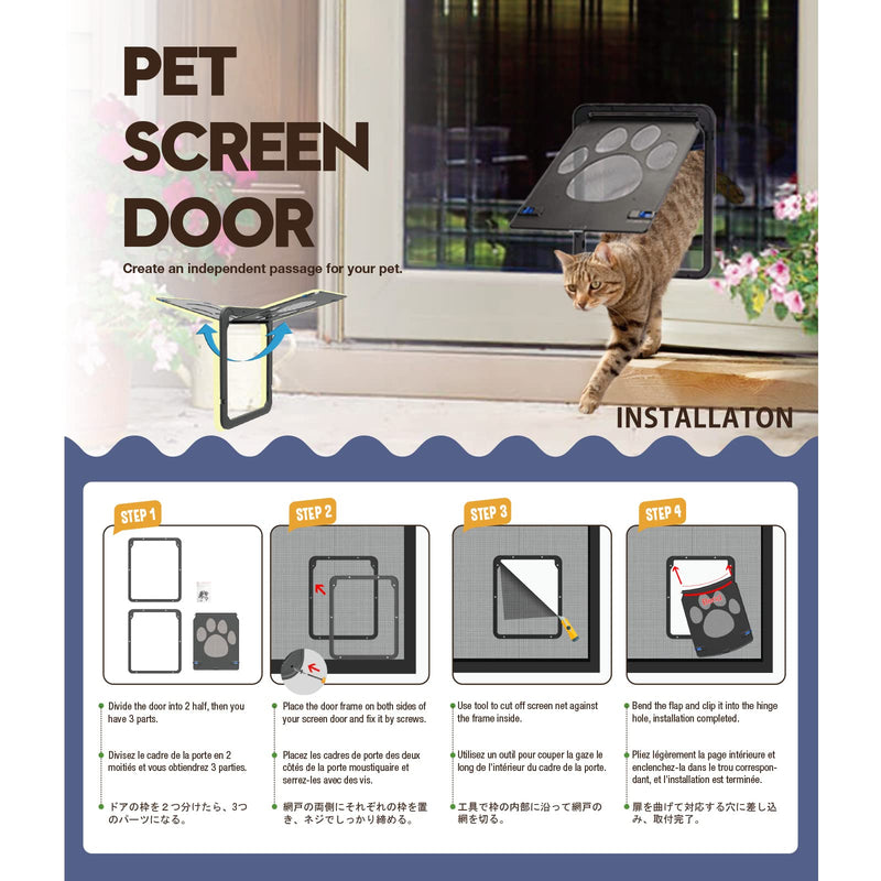 NAMSAN Pet Dog Screen Door for Sliding Door Protector Doggy Cat Screen Door with Magnetic Automatic Closure, Lockable Gate Black 8x10 Inch (Pack of 1) - PawsPlanet Australia