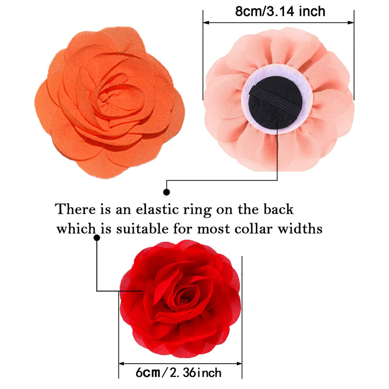 PET SHOW Pack of 6pcs Dog Collar Bows and Flowers Attachment for Girls Puppies Cats Female Small Medium Dogs Collars Chiffon Embellishment Decor for Wedding Birthday Parties Grooming Accessories 6cm(2.36inch) - PawsPlanet Australia