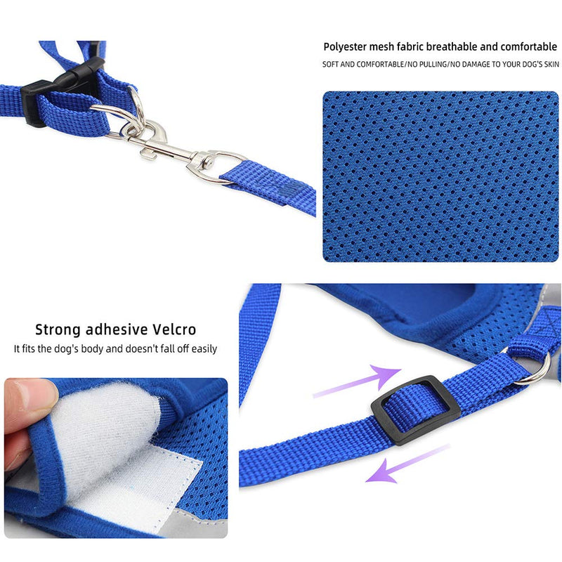 [Australia] - SunteeLong Dog Harness with 1.2m Leash Set Adjustable Anti-Slip Breathable Reflective Vest Harness with Leash Set for Small, Medium Dog Cat Outdoor XS blue 