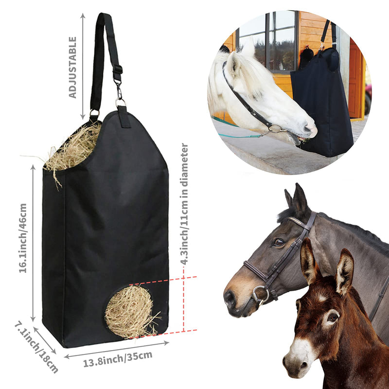 Hay Feeder Bag for Horses,black Feeder, Hanging Feeder Mesh Bottom Stall Trailer Hay Bags,large Feeder Bag with Small Holes for Walking,46cm*18cm*35cm - PawsPlanet Australia