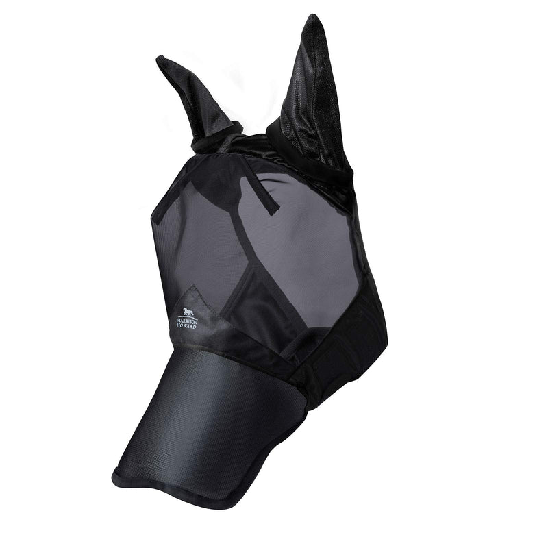 Harrison Howard Horse Fly Mask Superb Nose Protection with Ears UV Protection for Horse (Mars Black) Full (Large) Mars Black - PawsPlanet Australia